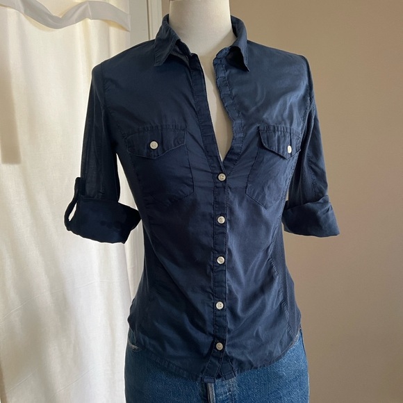 Max Studio 3/4 Sleeve 100% Cotton Button Down - Picture 4 of 7